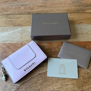 BVLGARI Serpenti Forever Folded Card Holder in Pink Calfskin